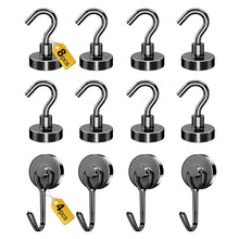Load image into Gallery viewer, Tiergrade Magnetic Hooks, Medium 12-Pack Black Heavy Duty Strong Magnet Hook for Refrigerator, Cruise Ship Cabin, Outdoor BBQ Grill, Kitchen & Garage (4 Swivel + 8 Fixed) Visit the Tiergrade Store