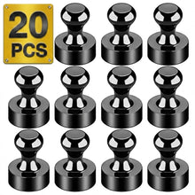 Load image into Gallery viewer, Metallic Magnets, Refrigerator Magnets, 20 Pack Black Magnetic Push Pins, Strong Fridge Magnets, Multi-use Whiteboard Magnets Perfect for Kitchen Office Classroom