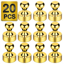 Load image into Gallery viewer, Metallic Magnets, Refrigerator Magnets, 20 Pack Gold Magnetic Push Pins, Strong Fridge Magnets, Multi-use Whiteboard Magnets Perfect for Kitchen Office Classroom