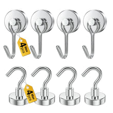 Load image into Gallery viewer, Magnetic Hooks, 2026 Cruise Cabin Ship Essentials Heavy Duty Strong Magnets Fridge Hanging for Classroom Kitchen Garage Grills Home, Max 8-Pack Silver (4 Swivel + 4 Fixed)