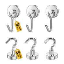 Load image into Gallery viewer, Magnetic Hooks, 2026 Cruise Cabin Ship Essentials Heavy Duty Strong Magnets Fridge Hanging for Classroom Kitchen Garage Grills Home, Large 6-Pack Silver (3 Swivel + 3 Fixed)