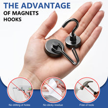 Load image into Gallery viewer, Mixed Sizes Magnetic Hooks, 2026 Cruise Cabin Ship Essentials Heavy Duty Strong Magnets Fridge Hanging for Classroom Kitchen Garage Grills Home, 10 Pack Black (Medium 4 + Large 2 + Max 4)