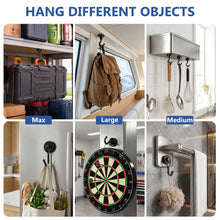 Load image into Gallery viewer, Mixed Sizes Magnetic Hooks, 2026 Cruise Cabin Ship Essentials Heavy Duty Strong Magnets Fridge Hanging for Classroom Kitchen Garage Grills Home, 10 Pack Black (Medium 4 + Large 2 + Max 4)