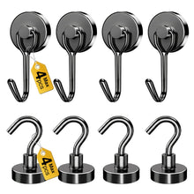 Load image into Gallery viewer, Magnetic Hooks, 2026 Cruise Cabin Ship Essentials Heavy Duty Strong Magnets Fridge Hanging for Classroom Kitchen Garage Grills Home, Max 8-Pack Black (4 Swivel + 4 Fixed)
