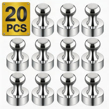 Load image into Gallery viewer, Metallic Magnets, Refrigerator Magnets, 20 Pack Silver Magnetic Push Pins, Strong Fridge Magnets, Multi-use Whiteboard Magnets Perfect for Kitchen Office Classroom
