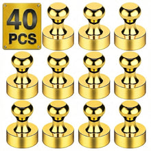 Load image into Gallery viewer, Metallic Magnets, Refrigerator Magnets, 40 Pack Gold Magnetic Push Pins, Strong Fridge Magnets, Multi-use Whiteboard Magnets Perfect for Kitchen Office Classroom
