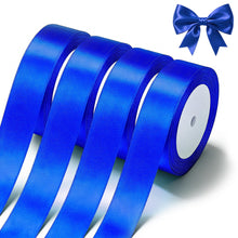 Load image into Gallery viewer, Blue Satin Ribbon 1 Inch x 4 Rolls Blue Wide Satin Fabric Ribbon for Gift Packaging, Christmas, Wedding, Flower Bouquet, Holiday Party, Invitation
