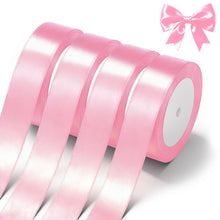 Load image into Gallery viewer, Pink Satin Ribbon 1 Inch x 4 Rolls Pink Wide Satin Fabric Ribbon for Gift Packaging, Christmas, Wedding, Flower Bouquet, Holiday Party, Invitation
