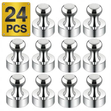 Load image into Gallery viewer, Tiergrade Metallic Magnets, Refrigerator Magnets, 24 Pack Silver Magnetic Push Pins, Strong Fridge Magnets, Multi-use Whiteboard Magnets Perfect for Kitchen Office Classroom
