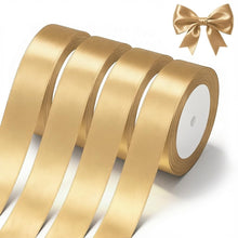 Load image into Gallery viewer, Gold Satin Ribbon 1 Inch x 4 Rolls Gold Wide Satin Fabric Ribbon for Gift Packaging, Christmas, Wedding, Flower Bouquet, Holiday Party, Invitation
