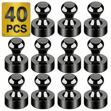 Load image into Gallery viewer, Metallic Magnets, Refrigerator Magnets, 40 Pack Black Magnetic Push Pins, Strong Fridge Magnets, Multi-use Whiteboard Magnets Perfect for Kitchen Office Classroom
