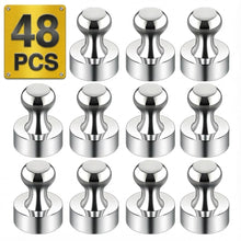 Load image into Gallery viewer, Metallic Magnets, Refrigerator Magnets, 48 Pack Silver Magnetic Push Pins, Strong Fridge Magnets, Multi-use Whiteboard Magnets Perfect for Kitchen Office Classroom
