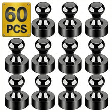 Load image into Gallery viewer, Metallic Magnets, Refrigerator Magnets, 60 Pack Black Magnetic Push Pins, Strong Fridge Magnets, Multi-use Whiteboard Magnets Perfect for Kitchen Office Classroom
