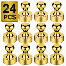 Load image into Gallery viewer, Metallic Magnets, Refrigerator Magnets, 24 Pack Gold Magnetic Push Pins, Strong Fridge Magnets, Multi-use Whiteboard Magnets Perfect for Kitchen Office Classroom

