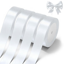 Load image into Gallery viewer, White Satin Ribbon 1 Inch x 4 Rolls White Wide Satin Fabric Ribbon for Gift Packaging, Christmas, Wedding, Flower Bouquet, Holiday Party, Invitation
