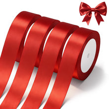 Load image into Gallery viewer, Red Satin Ribbon 1 Inch x 4 Rolls Red Wide Satin Fabric Ribbon for Gift Packaging, Christmas, Wedding, Flower Bouquet, Holiday Party, Invitation
