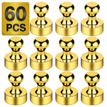 Load image into Gallery viewer, Metallic Magnets, Refrigerator Magnets, 60 Pack Gold Magnetic Push Pins, Strong Fridge Magnets, Multi-use Whiteboard Magnets Perfect for Kitchen Office Classroom
