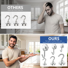 Load image into Gallery viewer, Mixed Sizes Magnetic Hooks, 2026 Cruise Cabin Ship Essentials Heavy Duty Strong Magnets Fridge Hanging for Classroom Kitchen Garage Grills Home, 10 Pack Silver (Medium 4 + Large 2 + Max 4)
