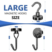 Load image into Gallery viewer, Magnetic Hooks, 2026 Cruise Cabin Ship Essentials Heavy Duty Strong Magnets Fridge Hanging for Classroom Kitchen Garage Grills Home, Large 6-Pack Black (3 Swivel + 3 Fixed)
