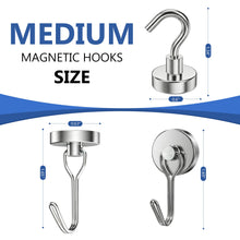 Load image into Gallery viewer, Magnetic Hooks, 2026 Cruise Cabin Ship Essentials Heavy Duty Strong Magnets Fridge Hanging for Classroom Kitchen Garage Grills Home, Medium 12-Pack Silver (4 Swivel + 8 Fixed)
