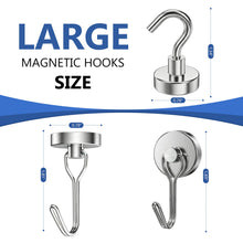 Load image into Gallery viewer, Magnetic Hooks, 2026 Cruise Cabin Ship Essentials Heavy Duty Strong Magnets Fridge Hanging for Classroom Kitchen Garage Grills Home, Large 6-Pack Silver (3 Swivel + 3 Fixed)
