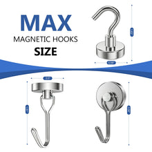 Load image into Gallery viewer, Magnetic Hooks, 2026 Cruise Cabin Ship Essentials Heavy Duty Strong Magnets Fridge Hanging for Classroom Kitchen Garage Grills Home, Max 8-Pack Silver (4 Swivel + 4 Fixed)
