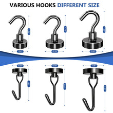 Load image into Gallery viewer, Mixed Sizes Magnetic Hooks, 2026 Cruise Cabin Ship Essentials Heavy Duty Strong Magnets Fridge Hanging for Classroom Kitchen Garage Grills Home, 10 Pack Black (Medium 4 + Large 2 + Max 4)
