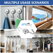 Load image into Gallery viewer, Magnetic Hooks, 2026 Cruise Cabin Ship Essentials Heavy Duty Strong Magnets Fridge Hanging for Classroom Kitchen Garage Grills Home, Large 6-Pack Silver (3 Swivel + 3 Fixed)
