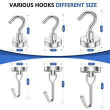 Load image into Gallery viewer, Mixed Sizes Magnetic Hooks, 2026 Cruise Cabin Ship Essentials Heavy Duty Strong Magnets Fridge Hanging for Classroom Kitchen Garage Grills Home, 10 Pack Silver (Medium 4 + Large 2 + Max 4)
