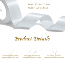 Load image into Gallery viewer, White Satin Ribbon 1 Inch x 4 Rolls White Wide Satin Fabric Ribbon for Gift Packaging, Christmas, Wedding, Flower Bouquet, Holiday Party, Invitation
