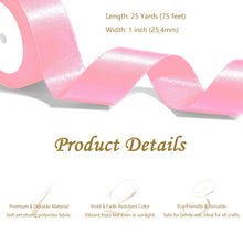 Load image into Gallery viewer, Pink Satin Ribbon 1 Inch x 4 Rolls Pink Wide Satin Fabric Ribbon for Gift Packaging, Christmas, Wedding, Flower Bouquet, Holiday Party, Invitation
