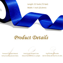 Load image into Gallery viewer, Blue Satin Ribbon 1 Inch x 4 Rolls Blue Wide Satin Fabric Ribbon for Gift Packaging, Christmas, Wedding, Flower Bouquet, Holiday Party, Invitation
