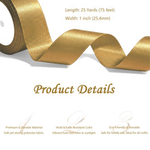 Load image into Gallery viewer, Gold Satin Ribbon 1 Inch x 4 Rolls Gold Wide Satin Fabric Ribbon for Gift Packaging, Christmas, Wedding, Flower Bouquet, Holiday Party, Invitation
