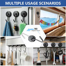 Load image into Gallery viewer, Magnetic Hooks, 2026 Cruise Cabin Ship Essentials Heavy Duty Strong Magnets Fridge Hanging for Classroom Kitchen Garage Grills Home, Large 6-Pack Black (3 Swivel + 3 Fixed)
