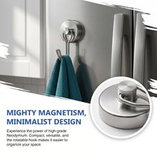 Load image into Gallery viewer, Magnetic Hooks, 2026 Cruise Cabin Ship Essentials Heavy Duty Strong Magnets Fridge Hanging for Classroom Kitchen Garage Grills Home, Large 6-Pack Silver (3 Swivel + 3 Fixed)
