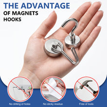 Load image into Gallery viewer, Mixed Sizes Magnetic Hooks, 2026 Cruise Cabin Ship Essentials Heavy Duty Strong Magnets Fridge Hanging for Classroom Kitchen Garage Grills Home, 10 Pack Silver (Medium 4 + Large 2 + Max 4)
