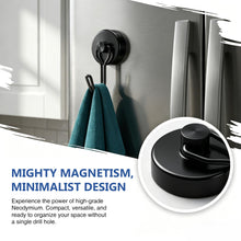 Load image into Gallery viewer, Magnetic Hooks, 2026 Cruise Cabin Ship Essentials Heavy Duty Strong Magnets Fridge Hanging for Classroom Kitchen Garage Grills Home, Large 6-Pack Black (3 Swivel + 3 Fixed)
