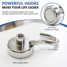 Load image into Gallery viewer, Mixed Sizes Magnetic Hooks, 2026 Cruise Cabin Ship Essentials Heavy Duty Strong Magnets Fridge Hanging for Classroom Kitchen Garage Grills Home, 10 Pack Silver (Medium 4 + Large 2 + Max 4)
